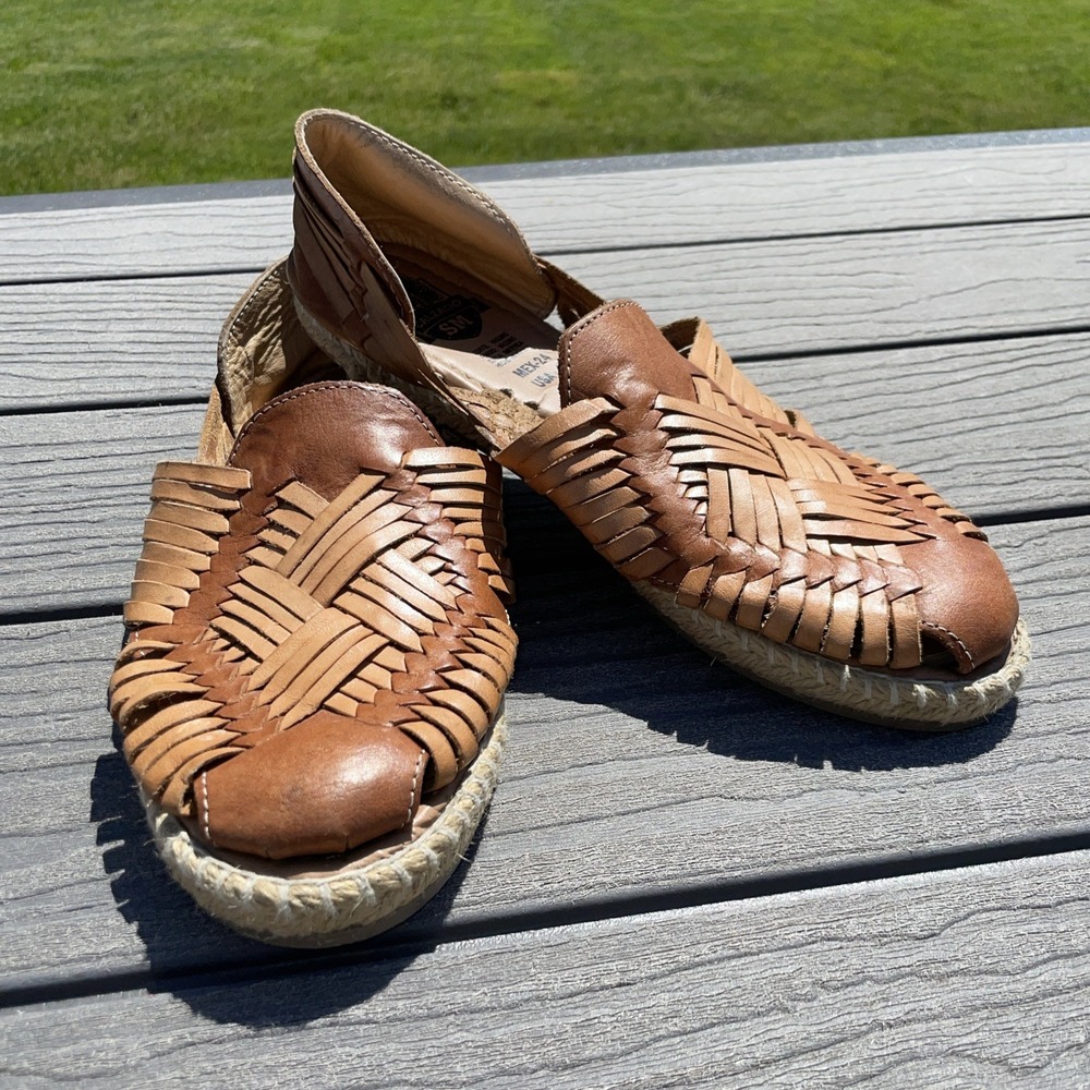 Men's Huaraches Mexican Leather Handmade Slip On  Shoes Size 7--MX 24-Calzado